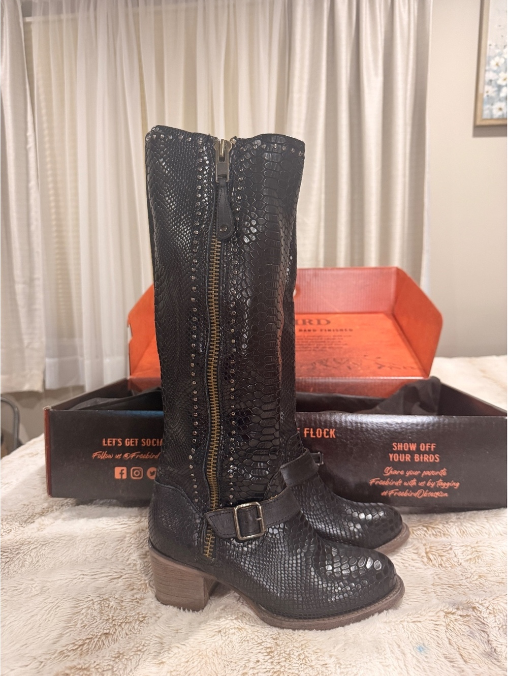Freebird Carson black snakeskin tall boots [COPY]